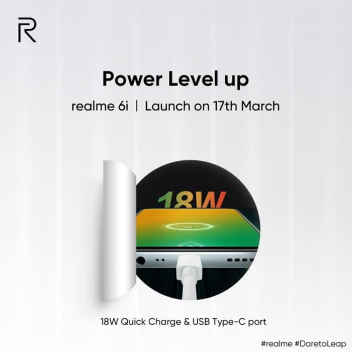 Realme 6i: Smartphone com Hélio G80 será lançado no dia 17 de março realme 6i carregamento rapido usb tipo c