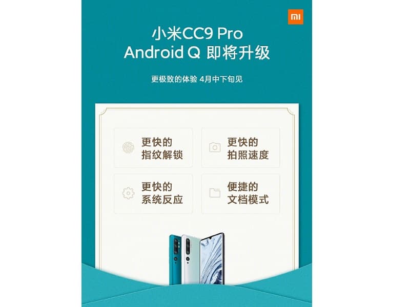 Xiaomi Mi CC9 Pro será atualizado para o Android 10 em breve Anúncio em chinês da Xiaomi sobre o update para o Mi CC9 Pro.