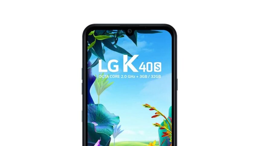 Parte frontal do LG K40S.