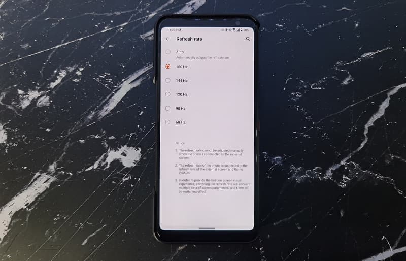 ASUS ROG Phone 3 opção oculta.