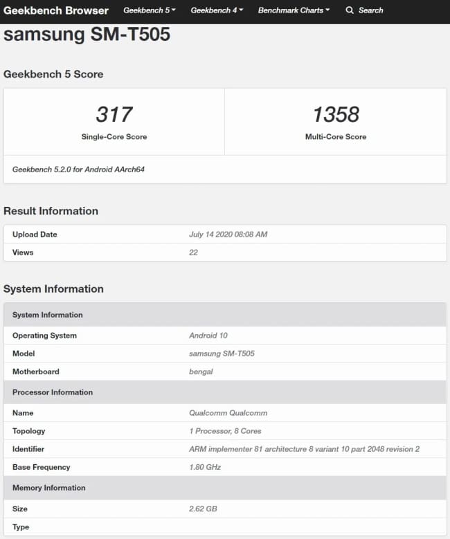 Galaxy Tab A7 passa por certificação Wi-Fi sob o modelo SM-T505 galaxy tab a7 modelo certificacao