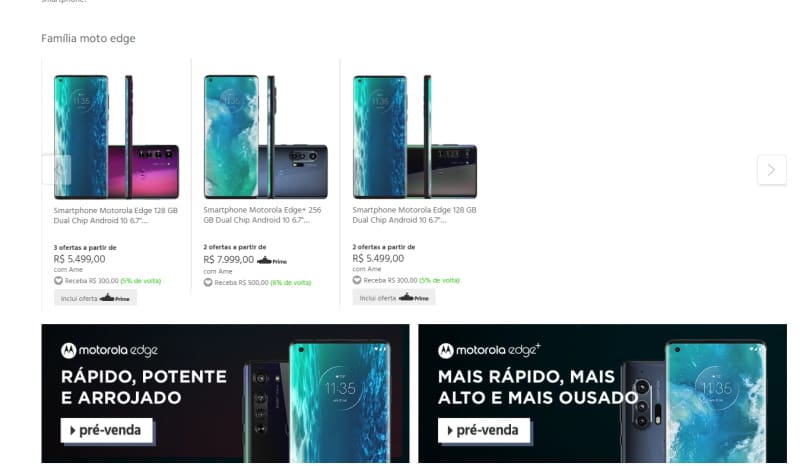 Motorola Edge e Motorola Edge Plus estão em pré-venda no Submarino motorola edge e ede plus submarino