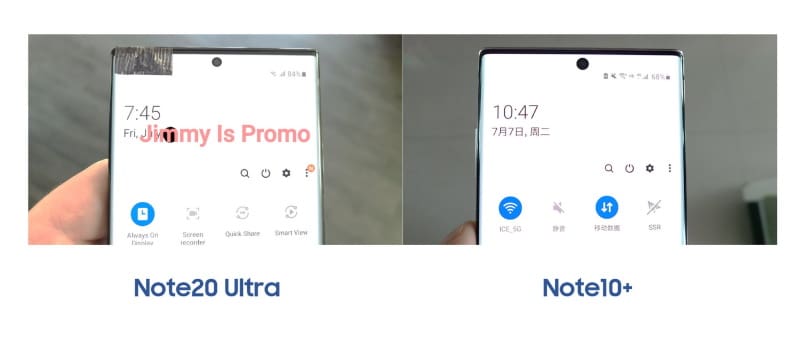 Galaxy Note 20 Ultra tem notch menor e bordas mais finas que o Note 10+ note 20 ultra e note 10 plus