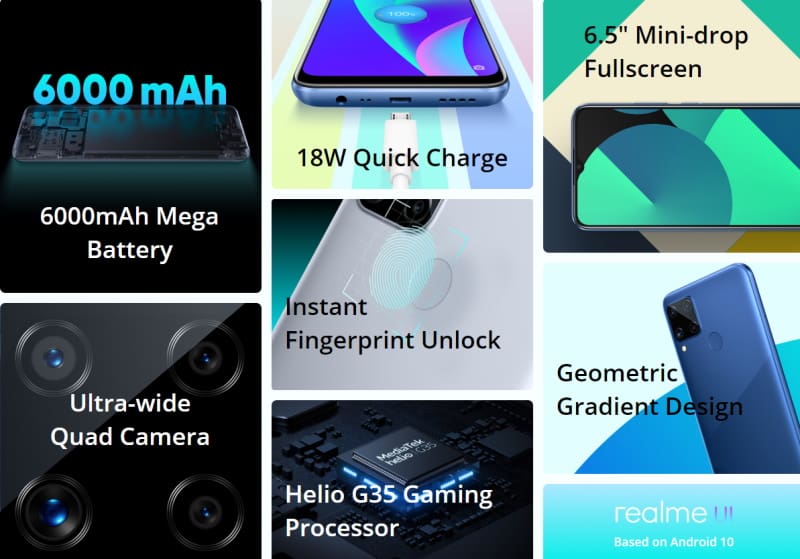 Realme C15 é lançado com bateria de 6.000 mAh e 128 GB de memória realme c15 recursos