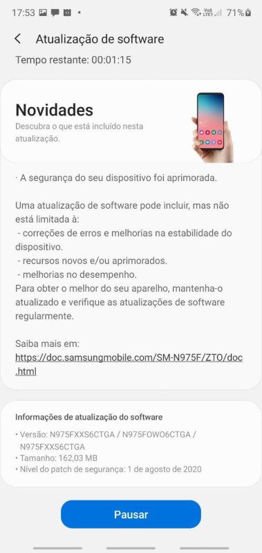 Galaxy Note 10 e Note 10 Plus recebem atualização de agosto no Brasil galaxy note 10 plus captura de tela