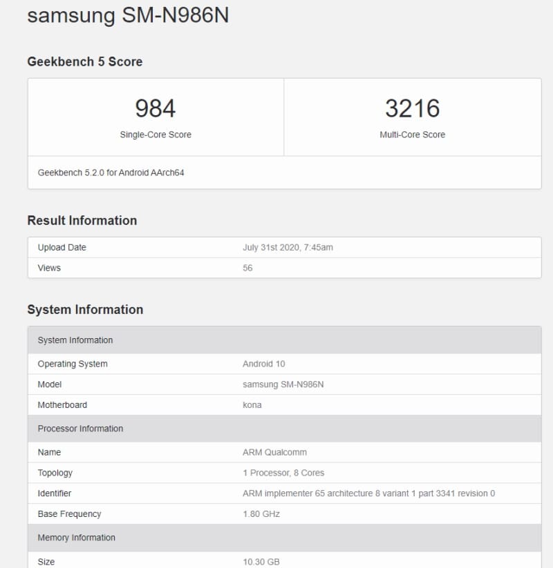 Galaxy Note 20 Ultra deve utilizar o Snapdragon 865 Plus na Coreia do Sul galaxy note 20 ultra benchmark