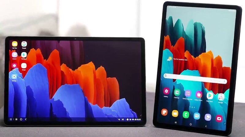Galaxy Tab S7 e Tab S7 Plus tela.