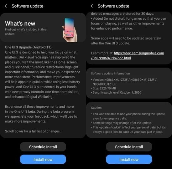 Galaxy Note 20 recebe primeiro beta da One UI 3.0 baseada no Android 11 captura de tela one ui 3.0 note 20