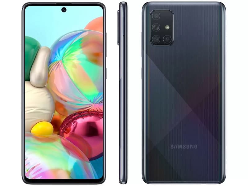 Galaxy A71 começa a ser atualizado com a One UI 2.5 no Brasil Samsung Galaxy A71 na cor preta.