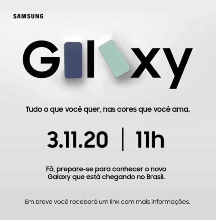Samsung Galaxy S20 FE será lançado no Brasil no dia 3 de novembro galaxy s20 fe convite