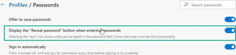 Microsoft Edge ganhará recurso que desabilita função de revelar senhas microsoft edge opcao pra senha