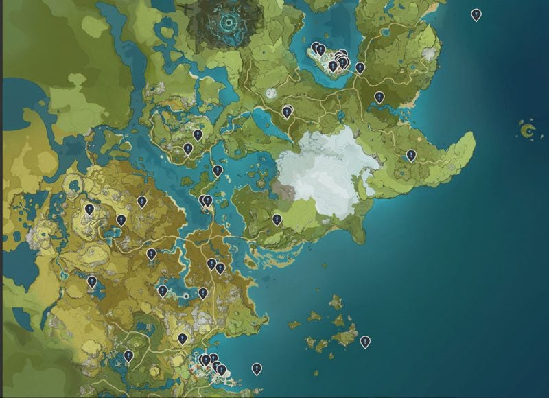Genshin Impact: Mapa interativo dos baus, olhos de vento e geoculus missoes secretas genshin impact