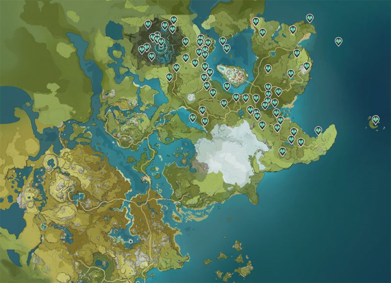 Genshin Impact: Mapa interativo dos baus, olhos de vento e geoculus olhos de vento genshin impact