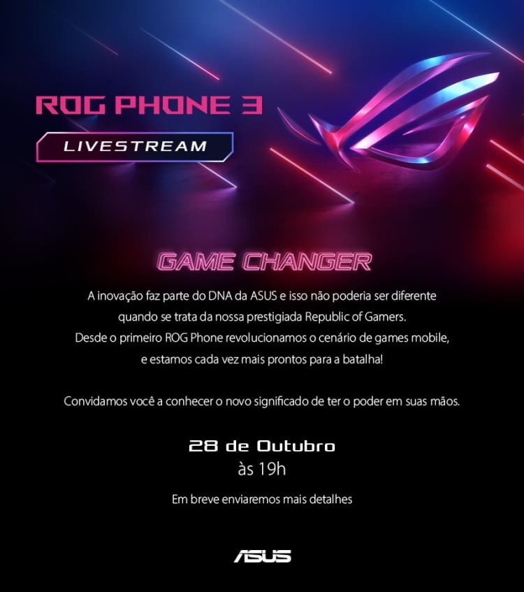 ASUS ROG Phone 3 chegará ao Brasil no dia 28 de outubro rog phone 3 asus convite