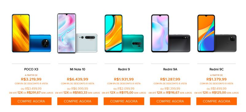 Xiaomi deixa de vender 11 smartphones, incluindo o Mi A3 e o Pocophone F1 smartphones da loja da xiaomi