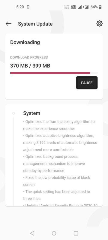OnePlus 8 e 8 Pro recebem atualização de segurança de outubro captura de tela oneplus 8