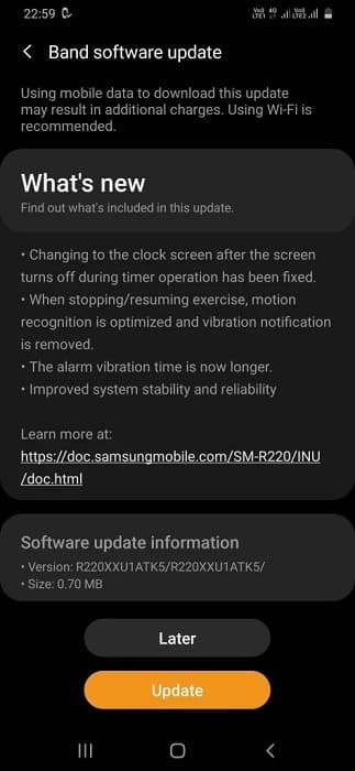 Galaxy Fit 2 recebe atualização com correções e melhorias Update Galaxy Fit 2