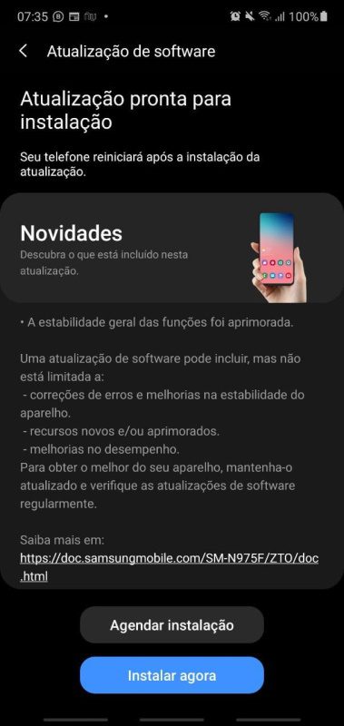 Galaxy Note 10+ recebe atualização de segurança de novembro no Brasil galaxy note 10 plus captura atualizacao novembro