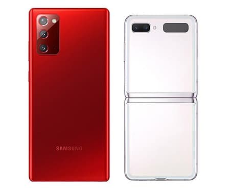 Galaxy Note 20 5G e Z Flip 5G ganham variantes em vermelho e branco Galaxy Note 20 5G vermelho e Galaxy Z Flip 5G branco.
