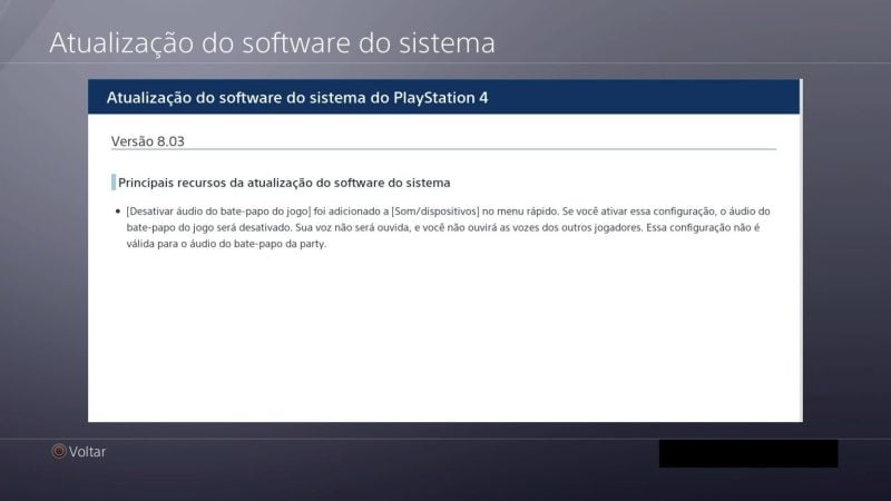 PlayStation 4: Update 8.03 permite desligar chat de voz de games atualizacao de sistema ps4