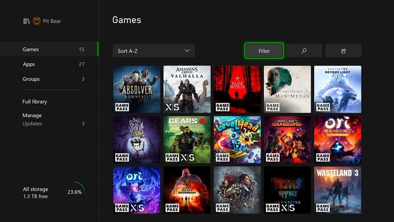 Novo filtro para Xbox Series X e S.