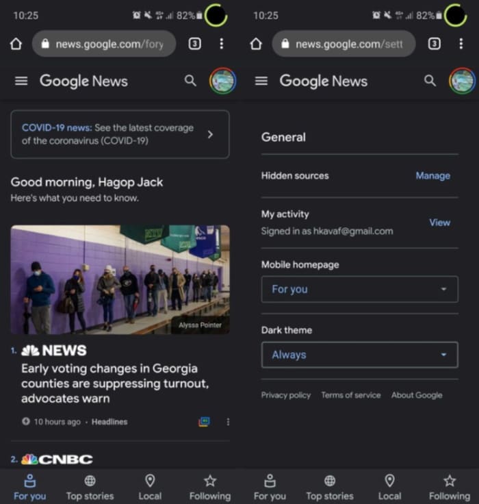 Google Notícias recebe modo escuro para a sua versão web google noticias modo escuro