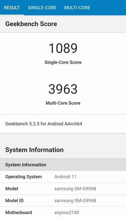 Exynos 2100: Benchmark revela potencial do processador da Samsung Exynos 2100 benchmark