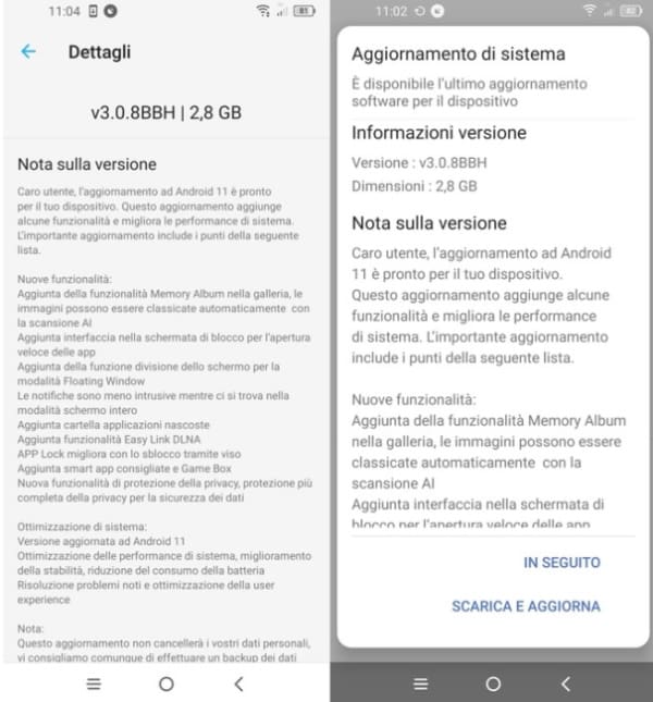 TCL 10L recebe atualização para o Android 11 pesando 2,8 GB captura de tela tcl 10l