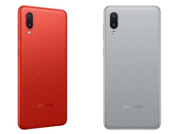 Galaxy A02 vermelho e branco