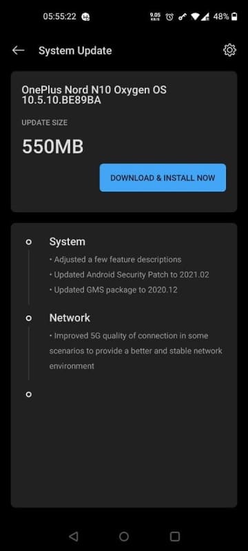 OnePlus Nord N10 recebe atualização de segurança de fevereiro oneplus nord n10 update