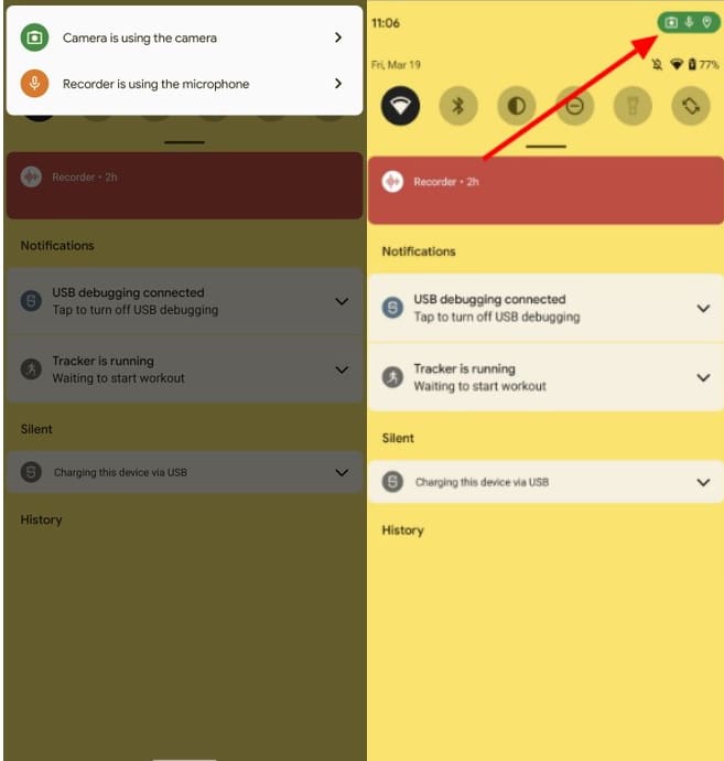Android 12 otimiza recurso de privacidade com novo ícone de alerta android 12 notificacoes