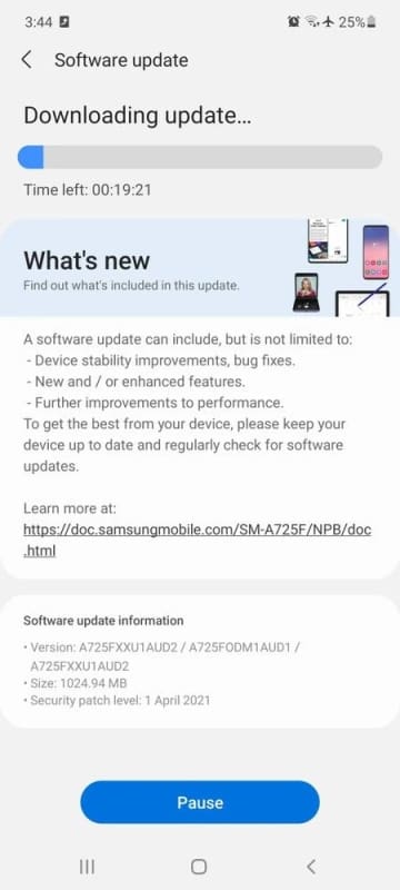 Galaxy A72 recebe atualização de segurança de abril pesando 1 GB a72 abril atualizacao