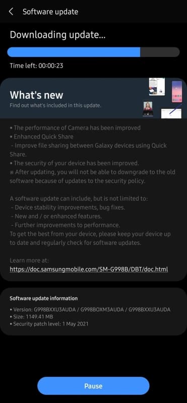 Galaxy S21 ganha atualização do pacote de segurança de maio galaxy s21 maio
