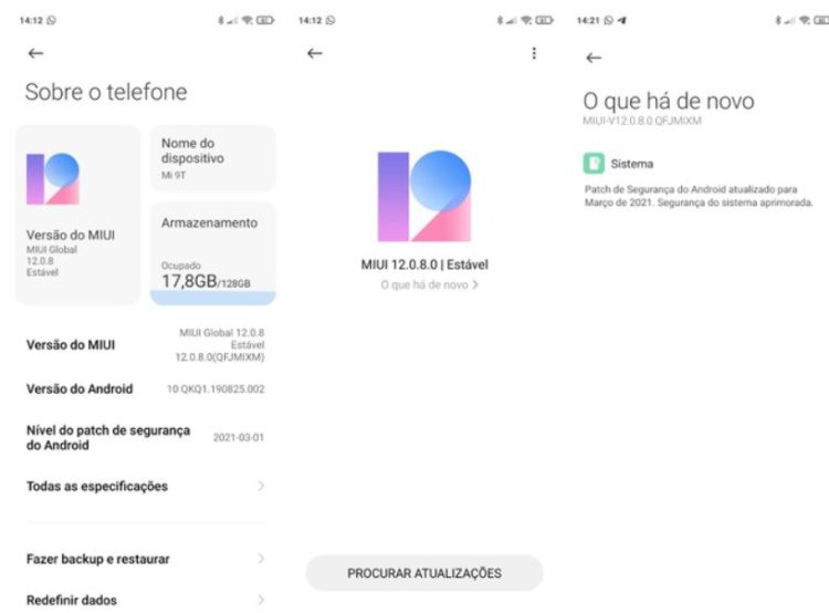 Xiaomi Mi 9T é atualizado com o patch de segurança de março de 2021 captura de tela xiaomi 9t