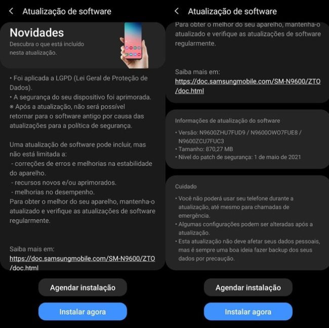 Galaxy Note 9 recebe atualização para One UI 2.5 no Brasil atualizacao changelog