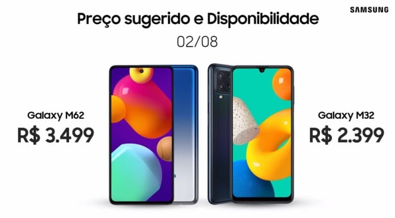 Galaxy M32 e Galaxy M62: Especificações Técnicas e Preço no Brasil galaxy m32 e galaxy m62 preco brasil