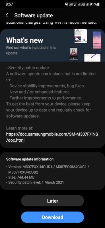 galaxy m30s atualizacao