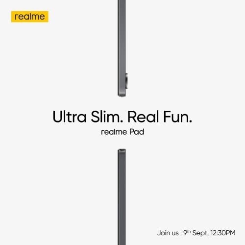 Realme Pad será apresentado ao mercado no dia 09 de setembro realme pad chegando
