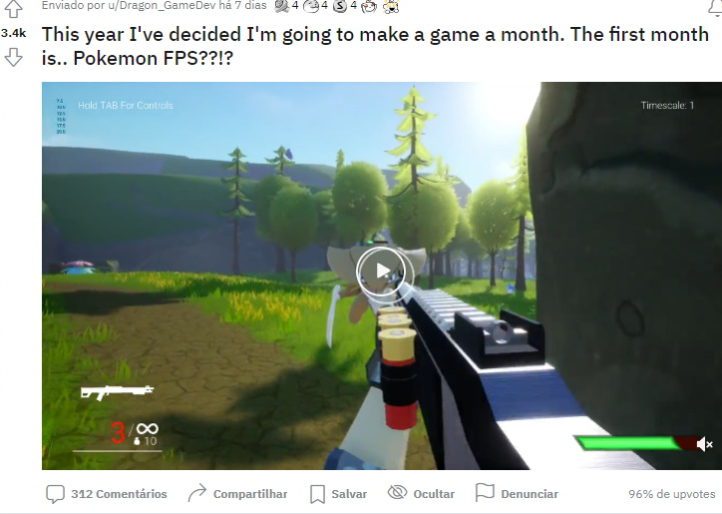 Nintendo remove vídeos de FPS de Pokémon feito por fã reddit fps pokemon