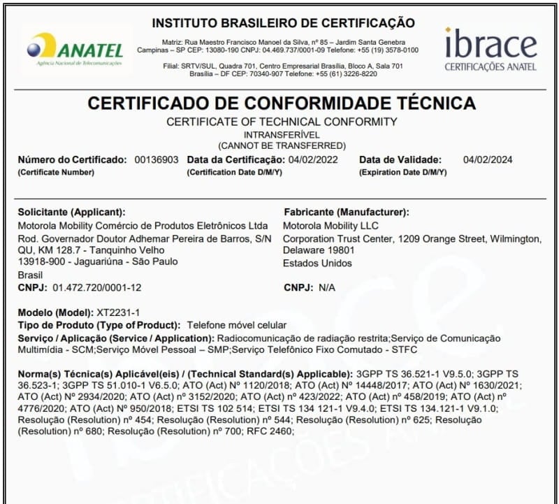Motorola Moto G22 é certificado pela Anatel no Brasil anatel moto g22