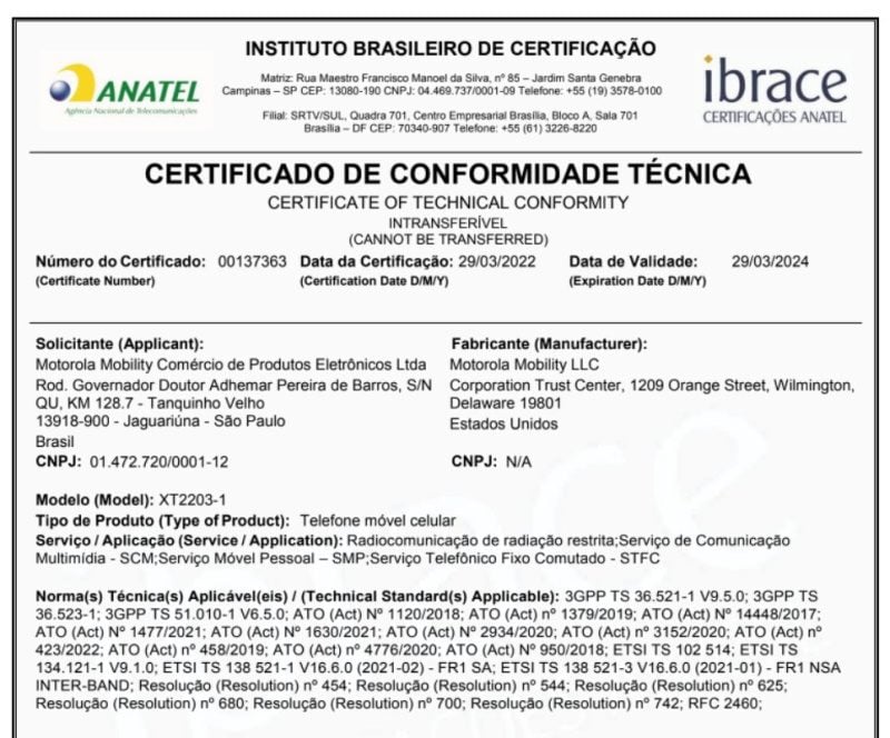 Motorola Edge 30 é homologado pela Anatel no Brasil motorola edge 30 anatel brasil