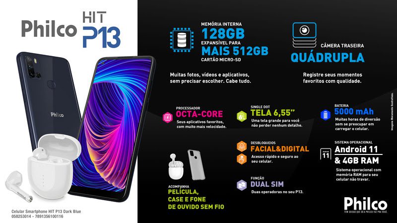Philco HIT P13 chega ao Brasil com quatro câmeras por R$ 1.999 philco hit p13 especificacoes
