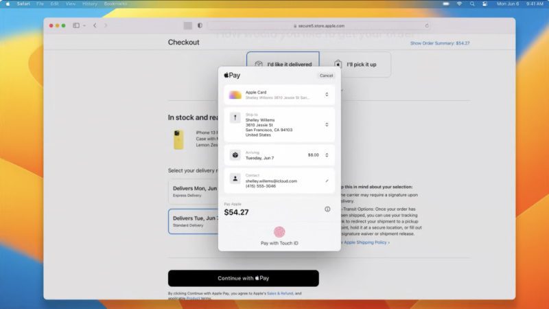 apple pay macos ventura 13