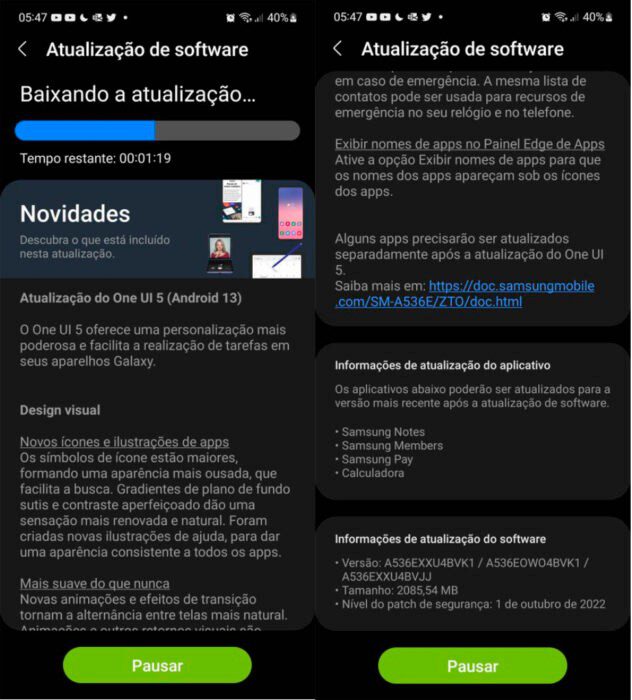 Galaxy A53 5G, A33, M62 e Z Fold 3 são atualizados para a One UI 5.0 com Android 13 no Brasil atualizacao samsung android 13 brasil