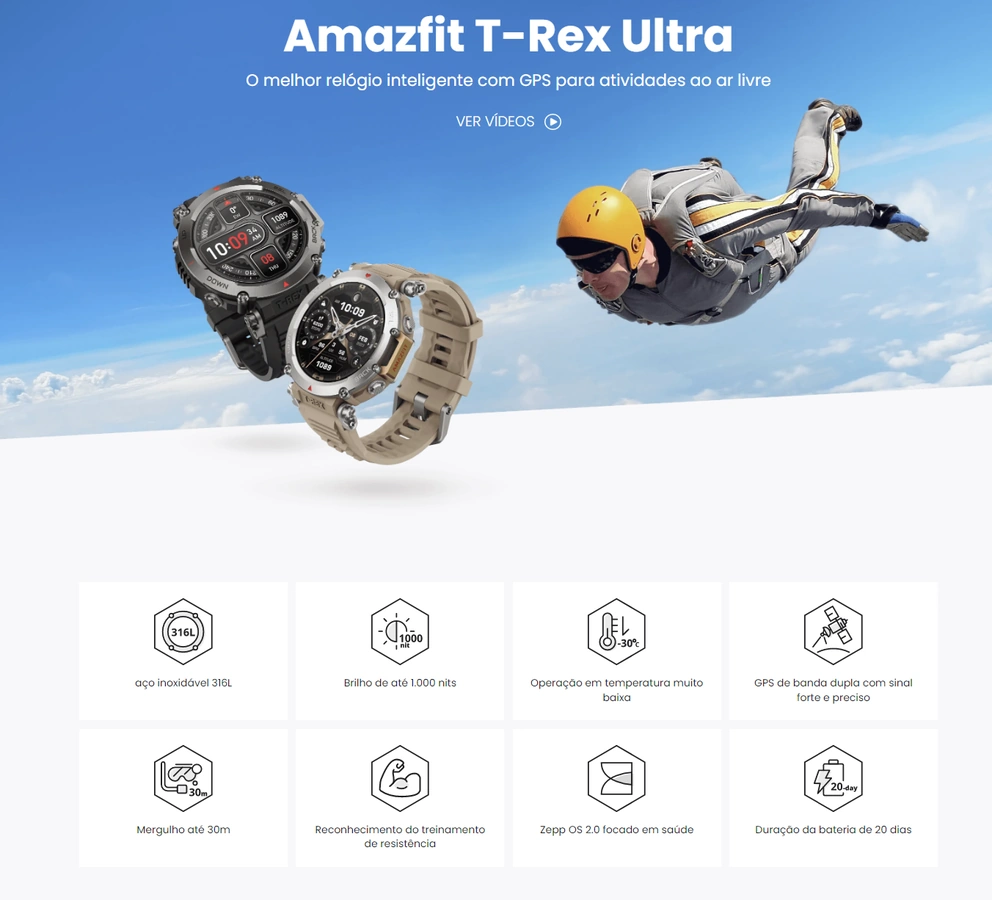 Amazfit T-Rex Ultra é lançado com foco em resistência e funcionalidades amazfit t-rex ultra