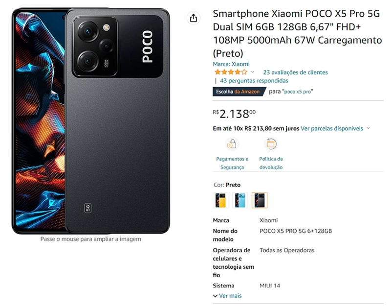 Poco X5 Pro 5G está em promoção na Amazon no Brasil poco x5 pro 5g