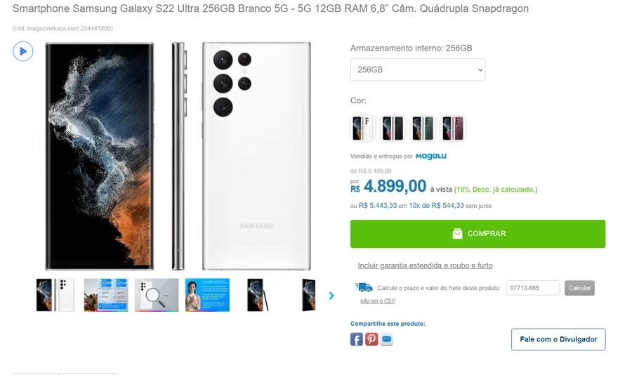 galaxy s22 ultra samsung branco