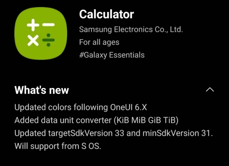 Samsung começa a atualizar aplicativos para o One UI 6.0 Samsung-Calculator