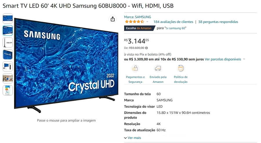 samsung uhd 60bu8000 amazon