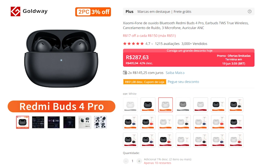 redmi buds 4 pro preto
